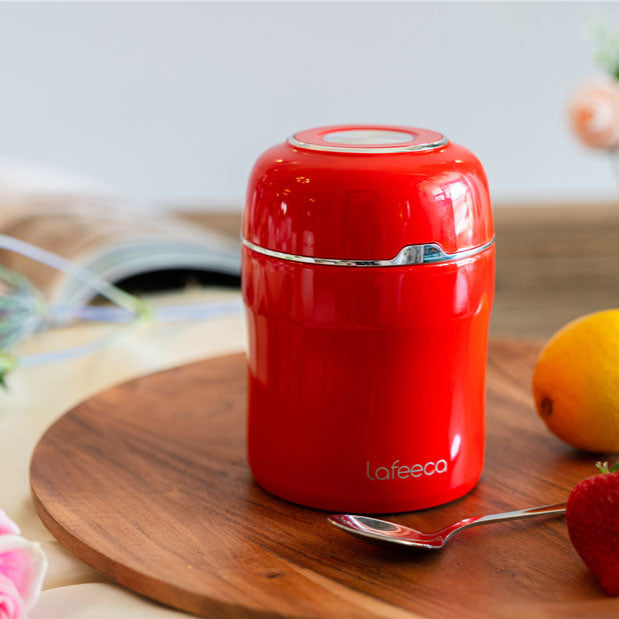 Red Lafeeca stainless steel coffee canister