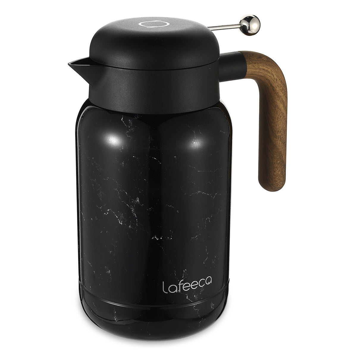 Lafeeca Aura Thermal Coffee Carafe Black Marble, 1.5 L – thermal coffee server that keeps drinks hot for 10 hours