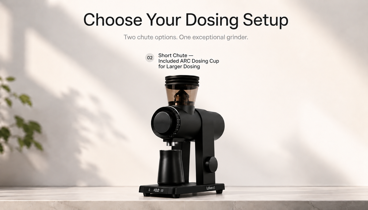Lafeeca ARC grinder in black finish for side-by-side color comparison
