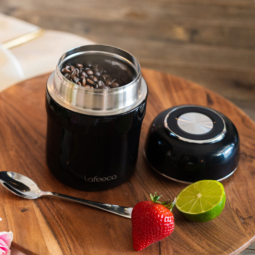 Lafeeca Airtight Coffee Canister Black – stainless canister for coffee, tea and snacks