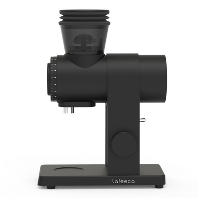 Lafeeca ARC Coffee Grinder Black – side profile with clear bean hopper