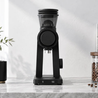 Lafeeca ARC Coffee Grinder Black – front view of the flat burr espresso grinder