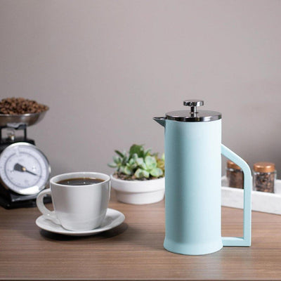 Lafeeca Stainless Steel French Press Mirage Blue – vacuum insulated coffee press with 2-layer mesh filter