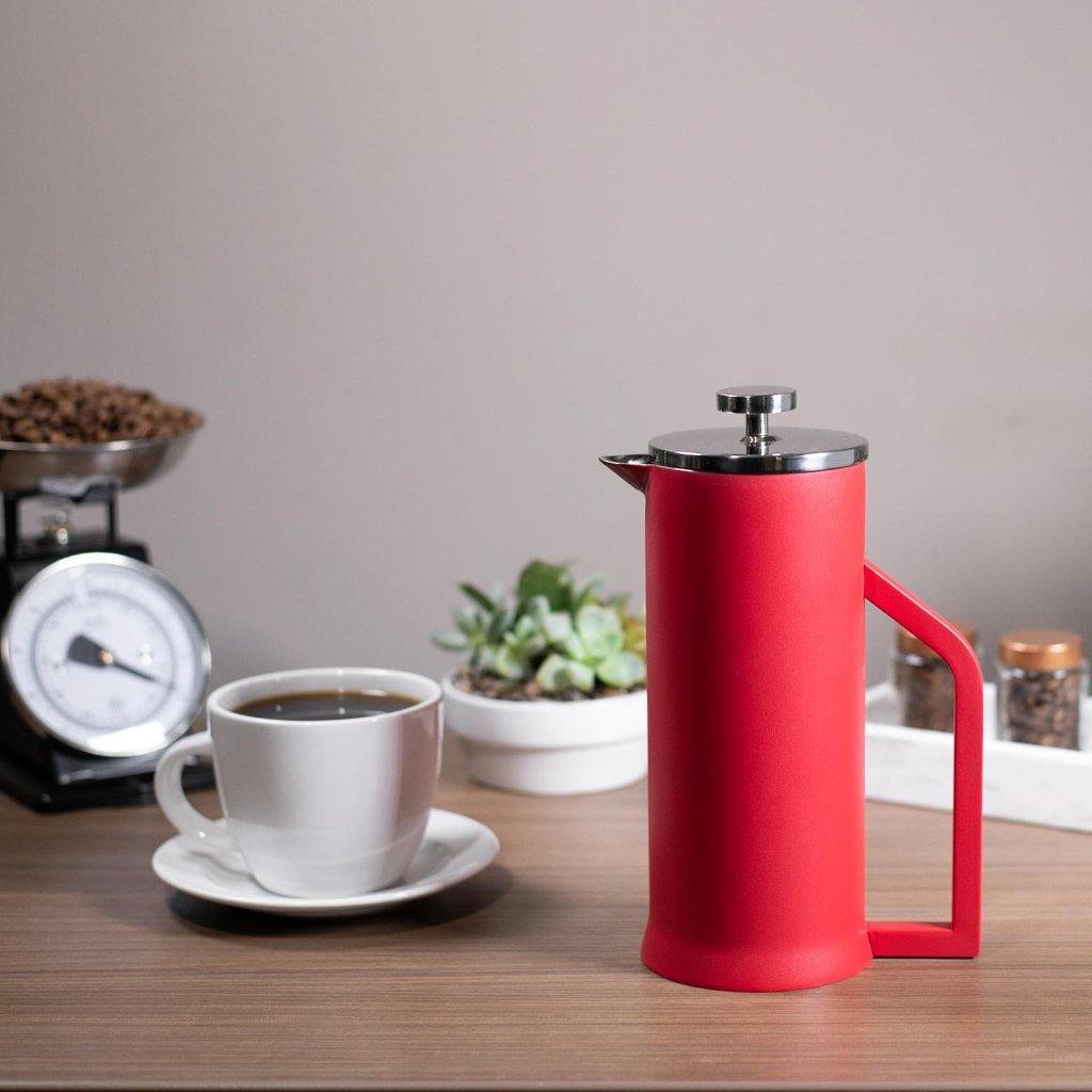 Lafeeca Stainless Steel French Press Red – stainless coffee press that keeps coffee hot longer
