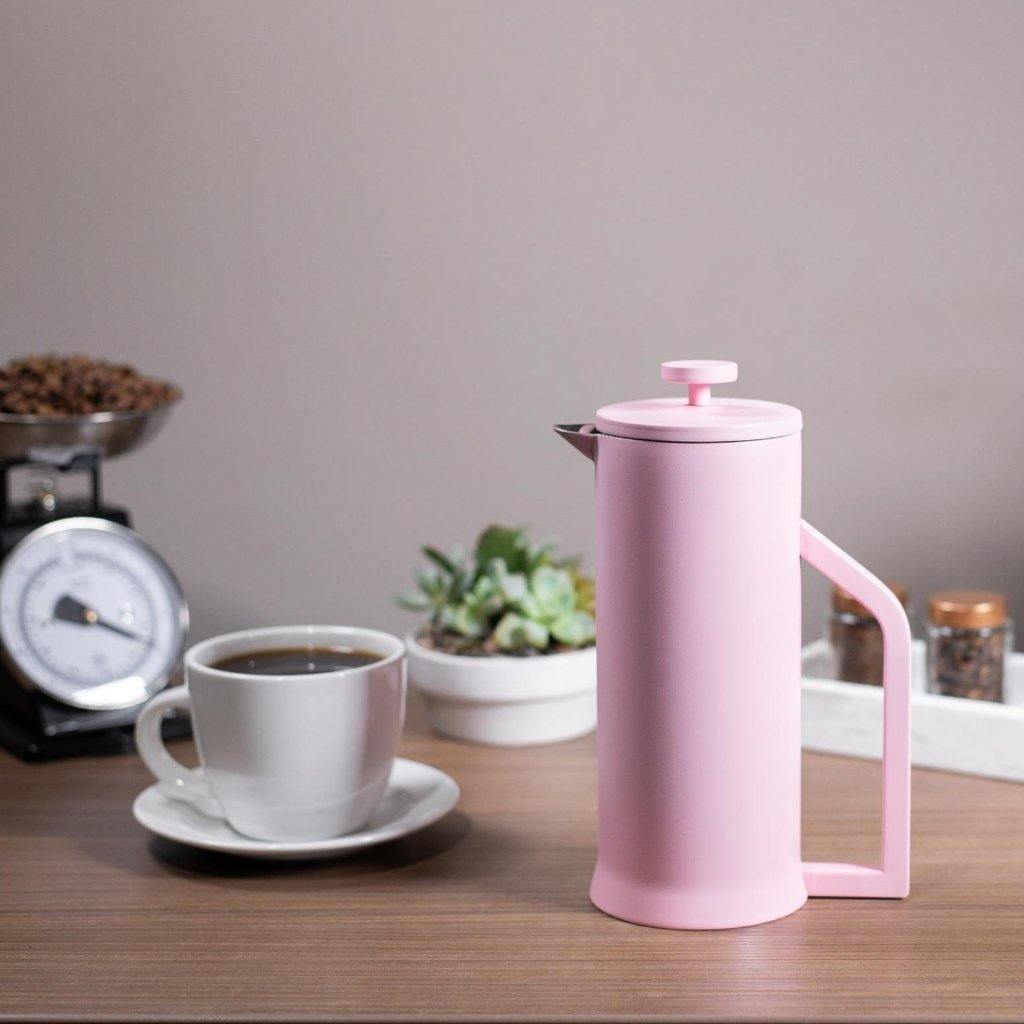 Lafeeca Stainless Steel French Press Pink – 34 oz double-wall insulated French press coffee maker