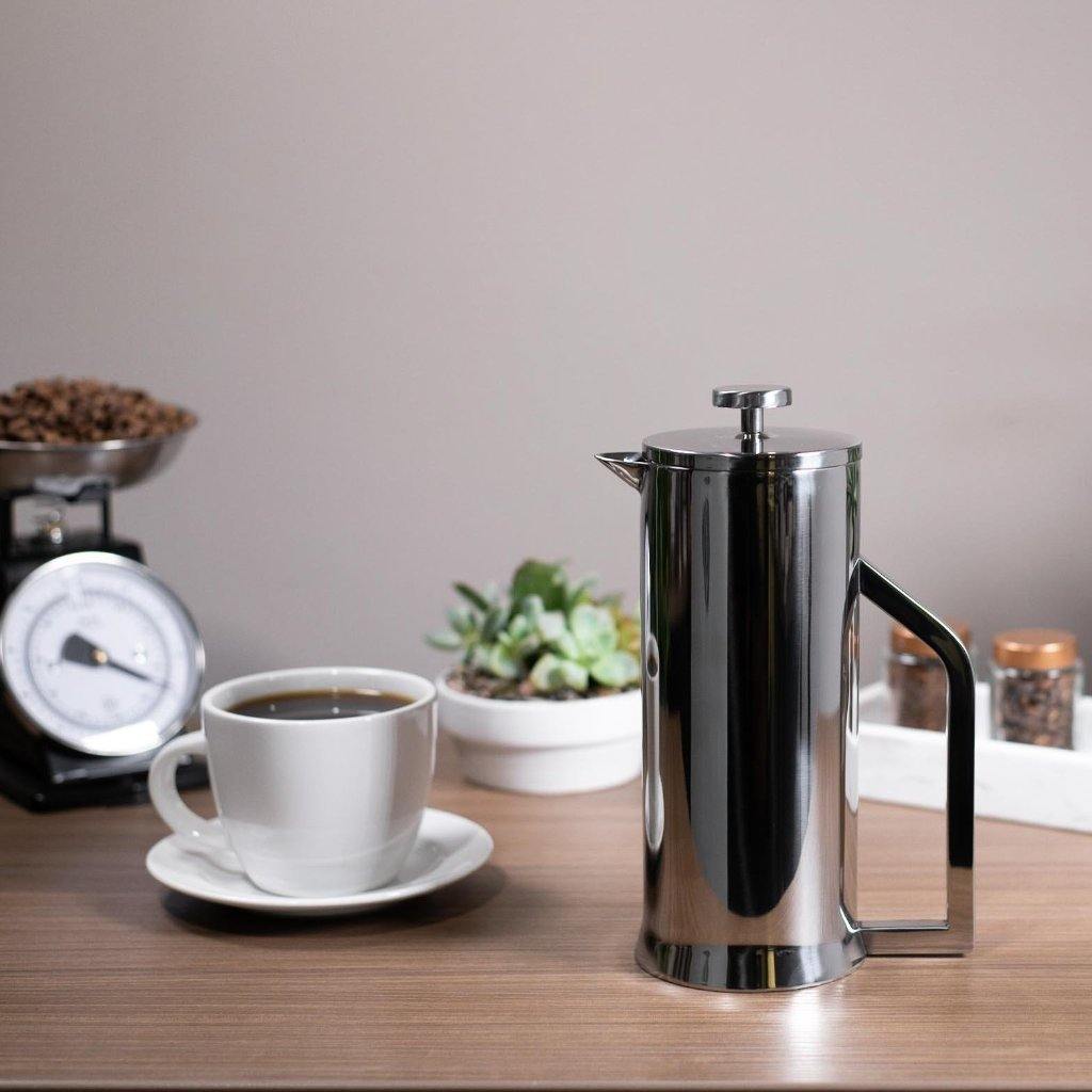 Lafeeca Stainless Steel French Press Polished Stainless Steel – vacuum insulated coffee press with 2-layer mesh filter