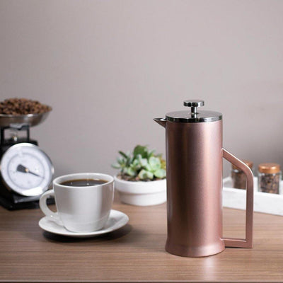 Lafeeca Stainless Steel French Press Rose Gold – 34 oz double-wall insulated French press coffee maker