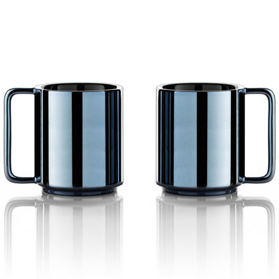 Lafeeca Ceramic Coffee Mug Set Metallic Chrome – 13.5 oz stackable ceramic coffee cups