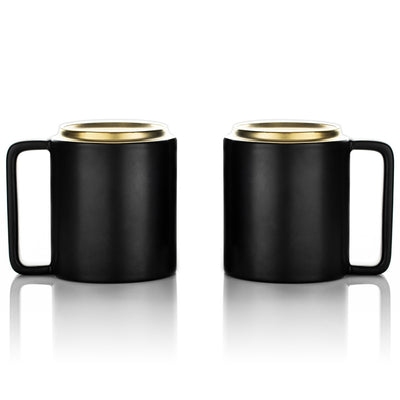 Lafeeca Ceramic Coffee Mug Set Matte Black – 13.5 oz stackable ceramic coffee cups