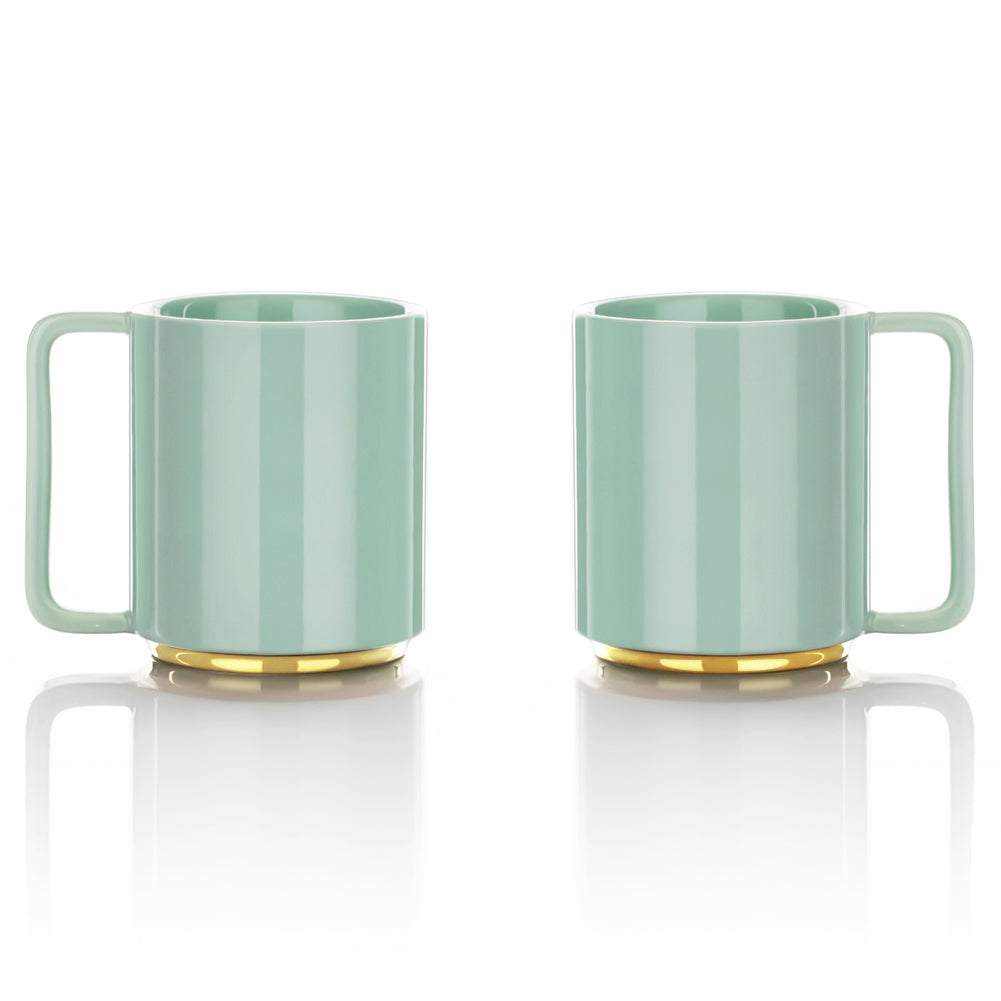 Lafeeca Ceramic Coffee Mug Set Mint Jade – handcrafted porcelain stoneware coffee mugs, set of 2
