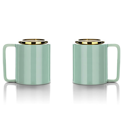 Lafeeca Ceramic Coffee Mug Set Mint Jade – 13.5 oz stackable ceramic coffee cups