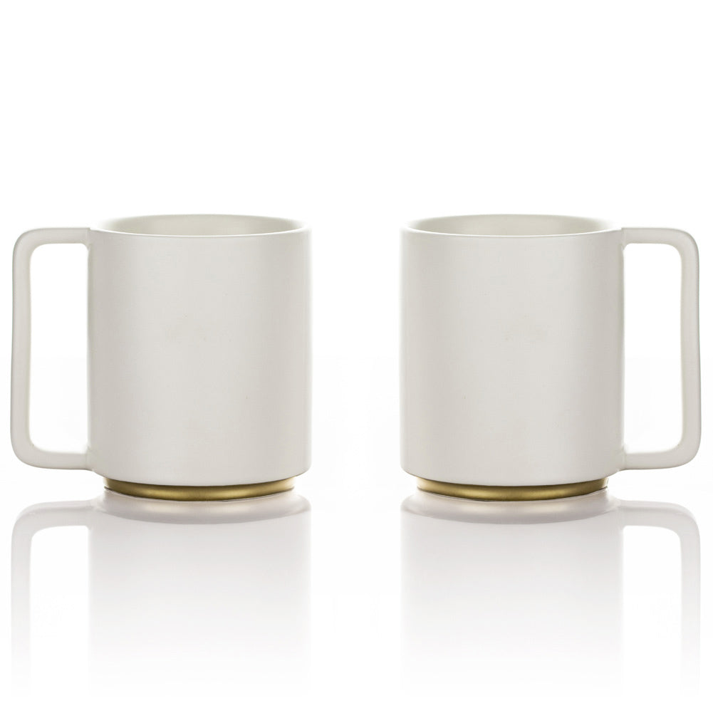 Lafeeca Ceramic Coffee Mug Set Matte White – handcrafted porcelain stoneware coffee mugs, set of 2