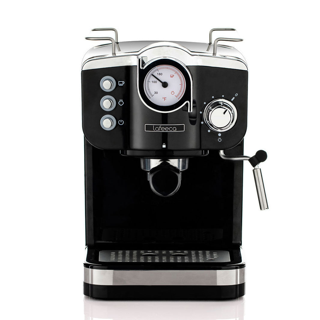 Lafeeca 19-Bar Espresso Machine Black – retro home espresso maker with steam wand