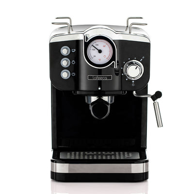 Lafeeca 19-Bar Espresso Machine Black – retro home espresso maker with steam wand