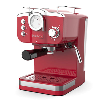 Lafeeca 19-Bar Espresso Machine Red – 19-bar pump espresso machine with milk frother