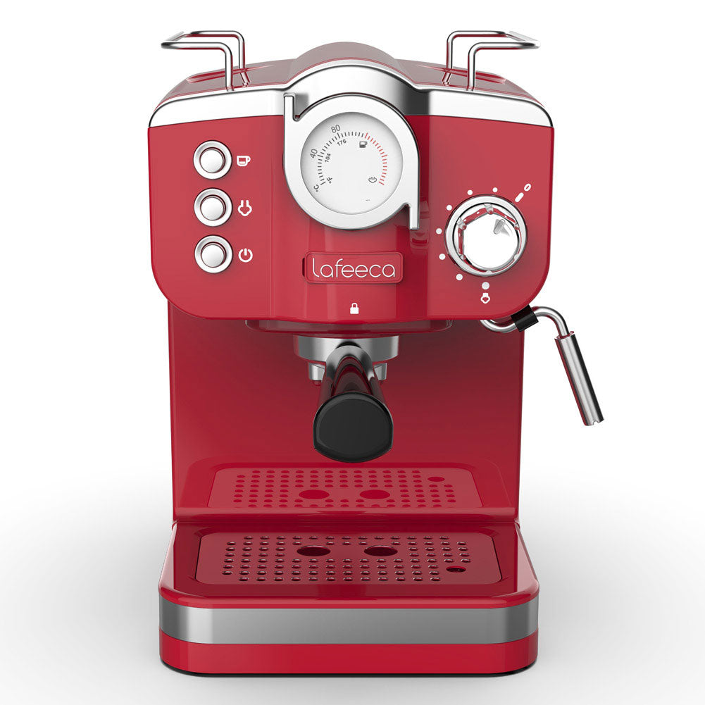 Lafeeca 19-Bar Espresso Machine Red – 1100W espresso and cappuccino machine with 51 mm portafilter