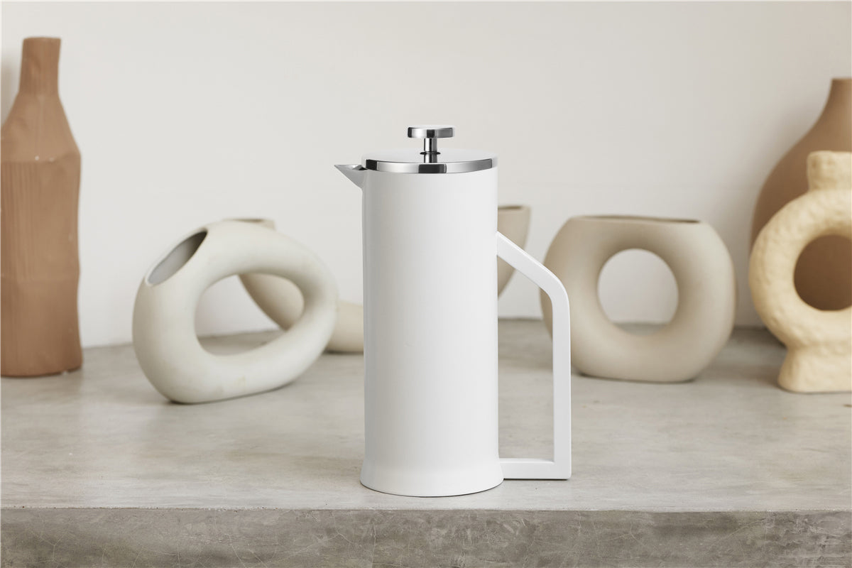 Lafeeca Stainless Steel French Press White – stainless coffee press that keeps coffee hot longer