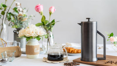 Lafeeca Stainless Steel French Press Metal Grey – vacuum insulated coffee press with 2-layer mesh filter