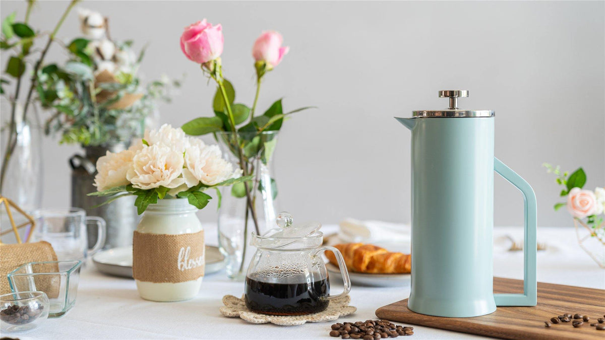 Lafeeca Stainless Steel French Press Vintage Green – stainless coffee press that keeps coffee hot longer