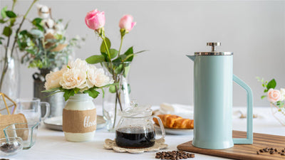 Lafeeca Stainless Steel French Press Vintage Green – stainless coffee press that keeps coffee hot longer